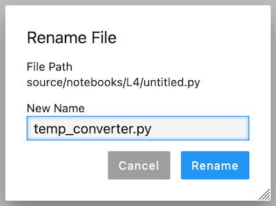 Changing the file name in JupyterLab.