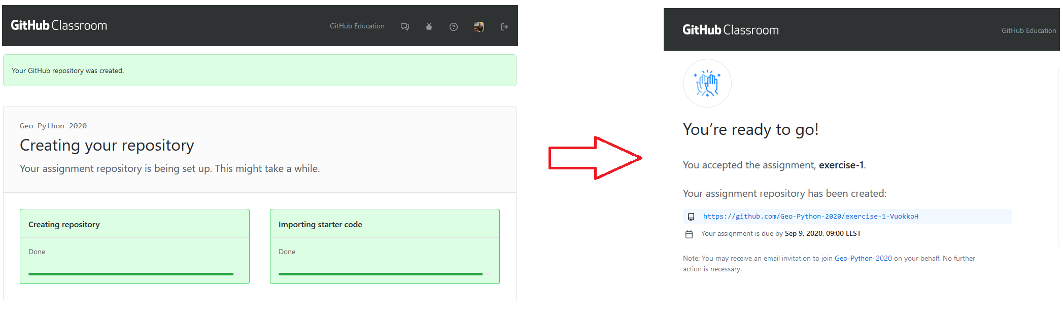 Creating an exercise repository using GitHub Classroom